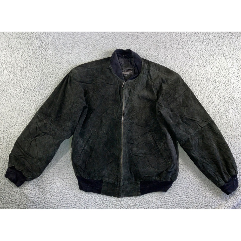 Vintage Croft & Barrow Bomber Jacket Men M Leather Full Zip 90s Grandpa Gorpcore
